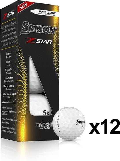 Novo Srixon Z Star 7 - Dozen Premium Golf Balls - Nível Tour - Desempenho